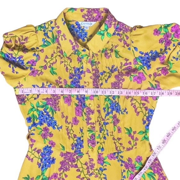 Nanette Lepore Yellow Floral Button Front Lightweight Cottagecore Spring Dress 6 - Picture 5 of 9